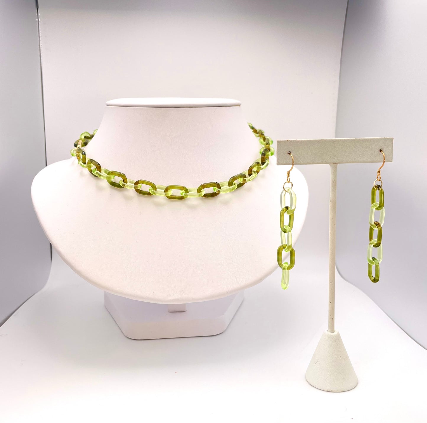 Micro Green Camo Mismatch Glass Chain