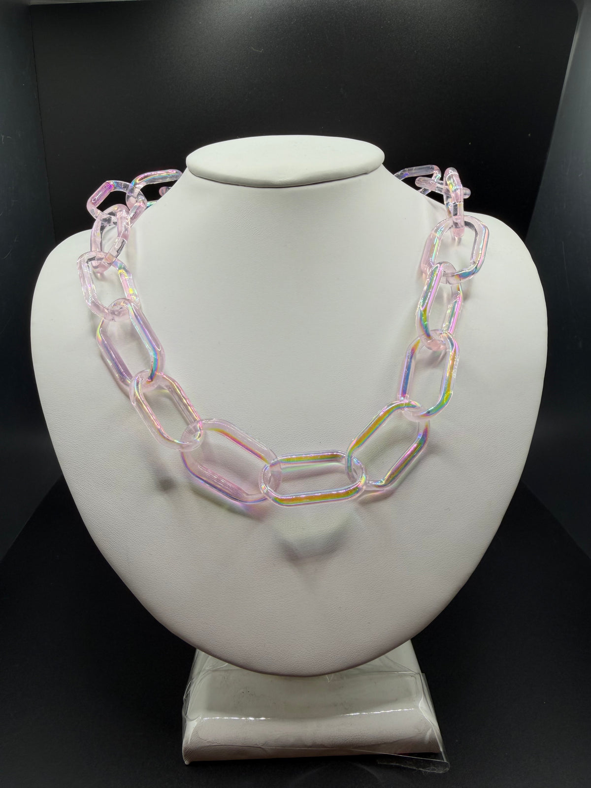 Dichro-Coated Pink Dahlia Chunky Chain