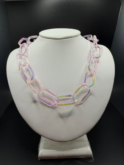 Dichro-Coated Pink Dahlia Chunky Chain