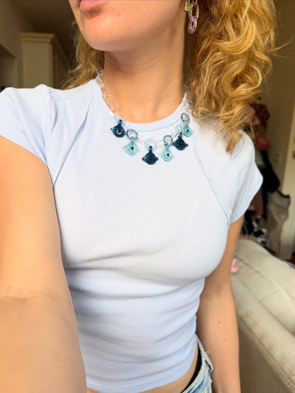 Blue Glass Evil Eye Charm Necklace
