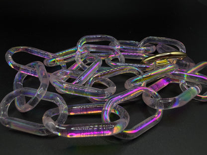 Dichro-Coated Pink Dahlia Chunky Chain