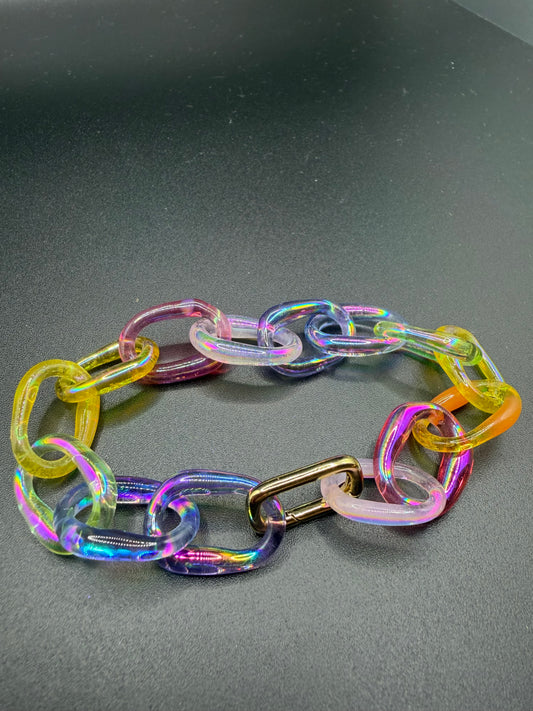 Dichro-Coated Rainbow Chain Bracelet