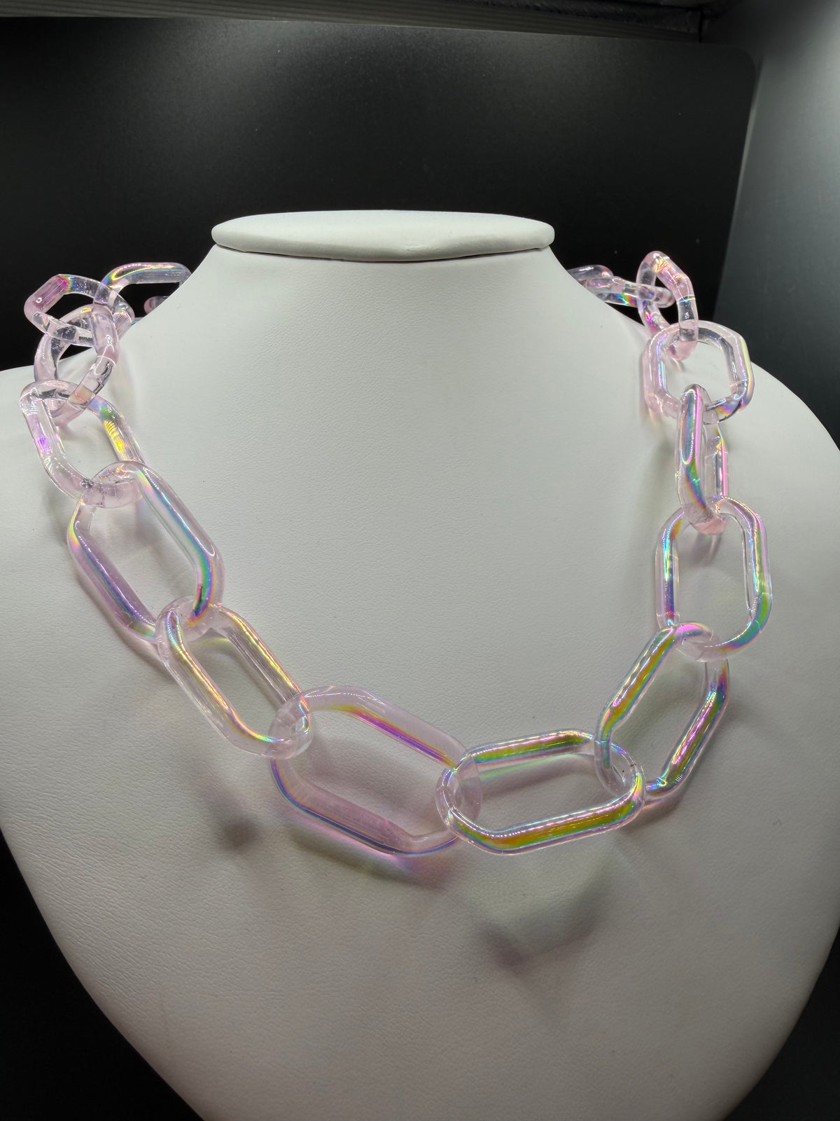 Dichro-Coated Pink Dahlia Chunky Chain