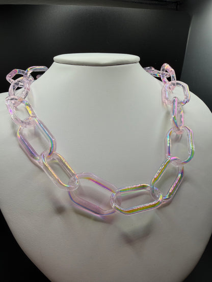 Dichro-Coated Pink Dahlia Chunky Chain