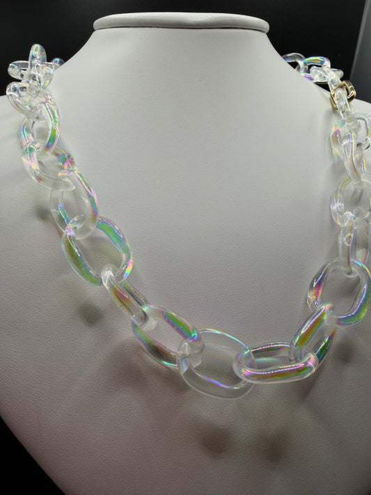 Dichro-Coated Clear Medium Chunky Chain