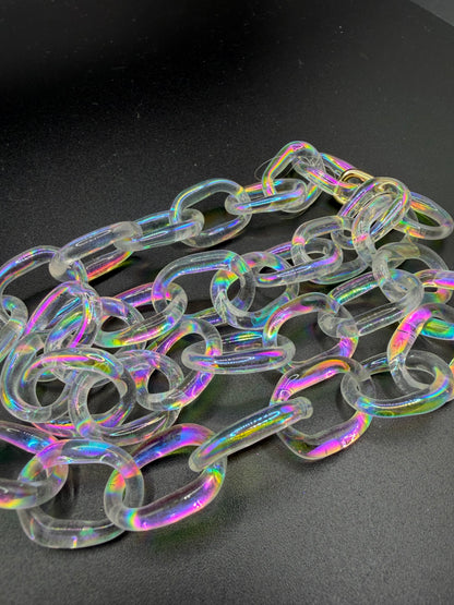 Dichro-Coated Clear Medium Chunky Chain