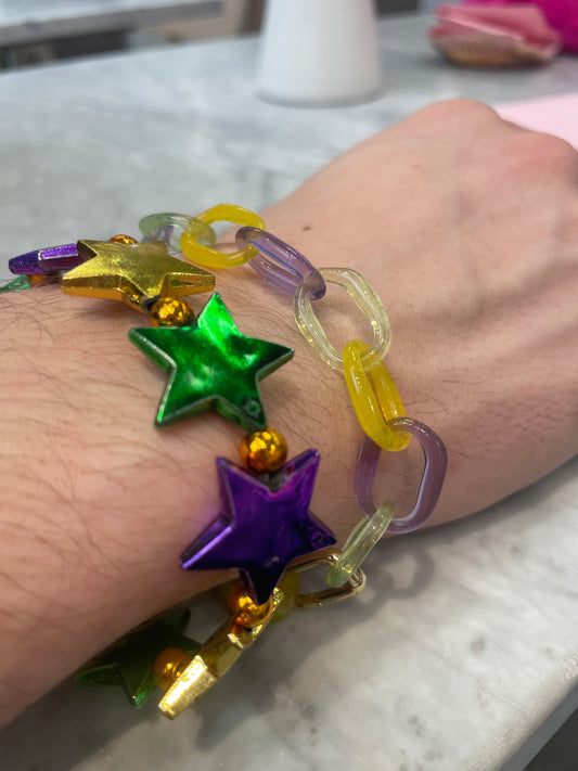 Mardi Gras Glass Chain Bracelet
