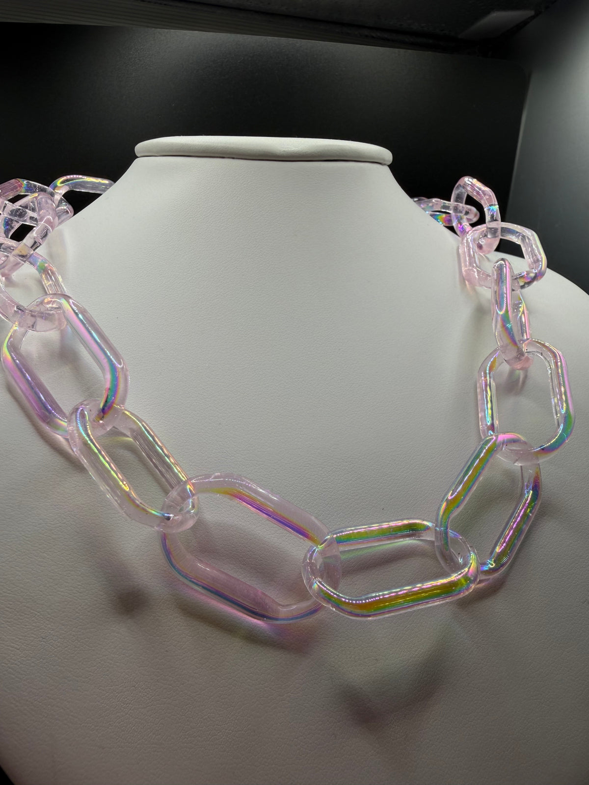 Dichro-Coated Pink Dahlia Chunky Chain