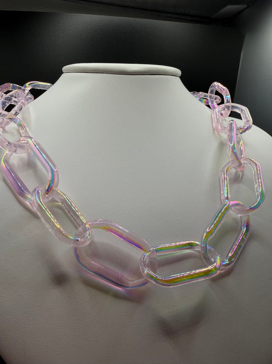 Dichro-Coated Pink Dahlia Chunky Chain