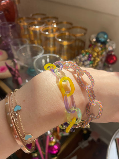 Mardi Gras Glass Chain Bracelet