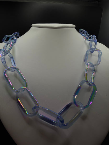 Dichro-Coated Sky Blue Chunky Chain