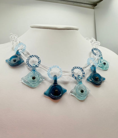 Blue Glass Evil Eye Charm Necklace