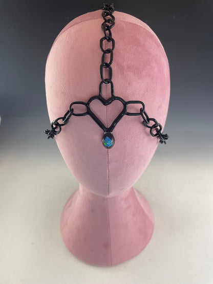 Black Heart Glass Head Chain