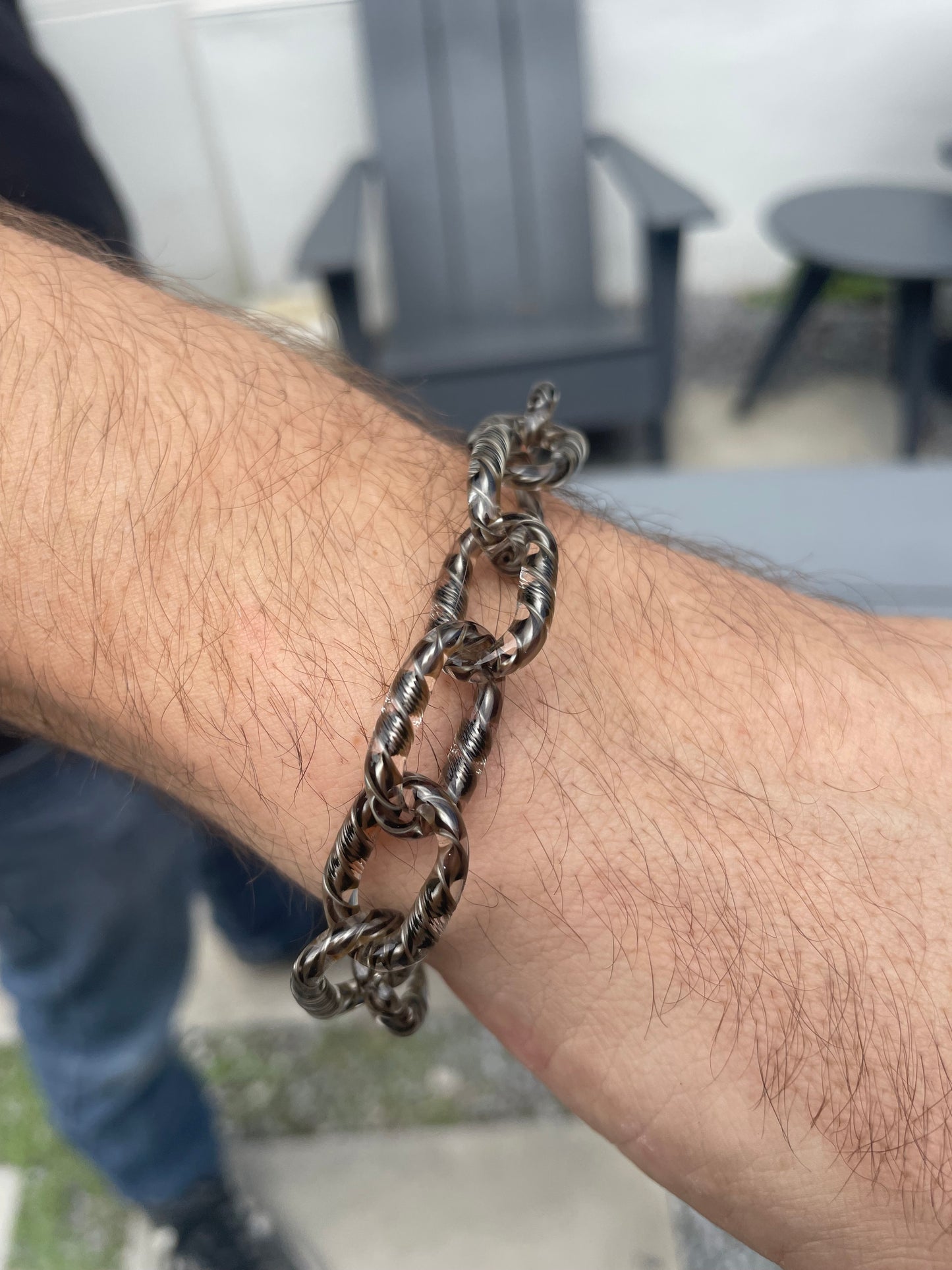 Black/Gold Twisty Glass Chain Bracelet