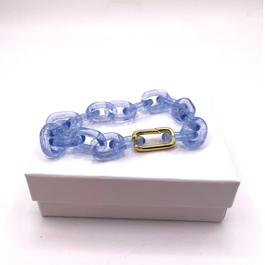 Sky Blue Glass Chain Bracelet